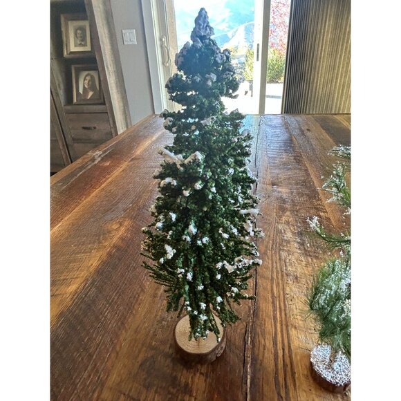 Vintage Lemax Christmas Snow Village Trees Set On Wooden Bases - Picture 7 of 16